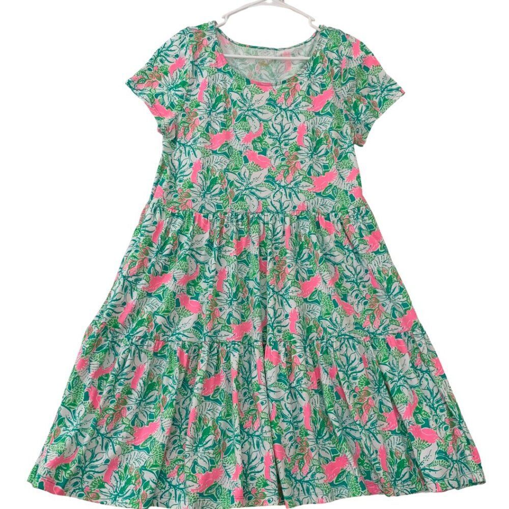 Lilly Pulitzer Geanna Swing Tiered Dress Just Wing It Botanical Green Size M - Picture 3 of 8
